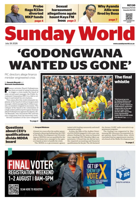 Cover of Sunday World (South Africa)