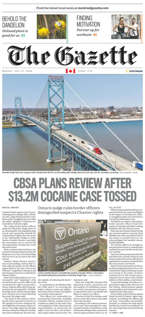 Cover of Montreal Gazette