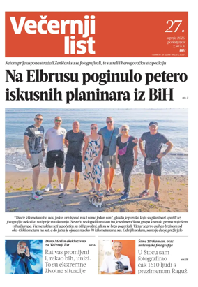 Cover of Vecernji list BiH