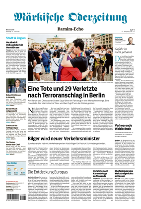Cover of Markische Oderzeitung Eberswalde