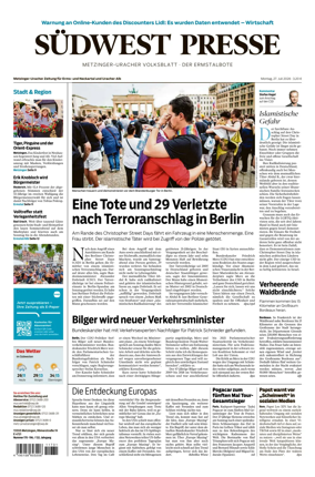 Cover of Sudwest Presse - Metzinger Uracher Volksblatt - Der Ermstalbote