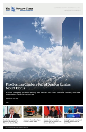 Cover of The Moscow Times - English
