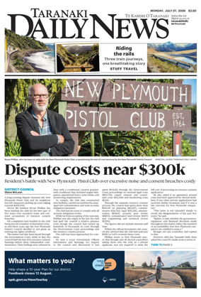 Cover of Taranaki Daily News