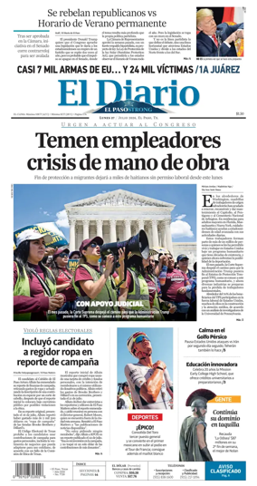 Cover of El Diario de El Paso