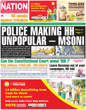 Cover of Daily Nation Newspaper