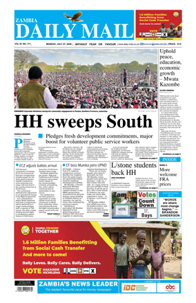 Cover of Zambia Daily Mail