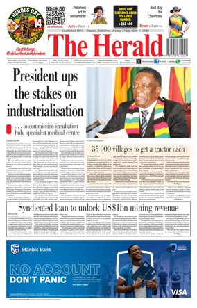 Cover of The Herald (Zimbabwe)