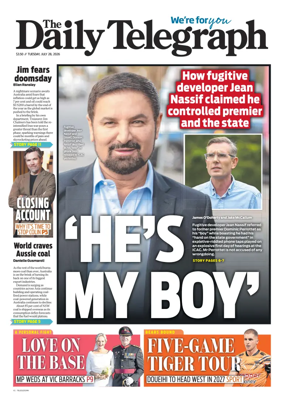 Cover of The Daily Telegraph (Sydney)