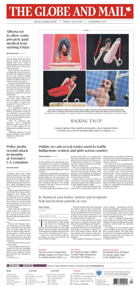 Cover of The Globe and Mail (BC Edition)