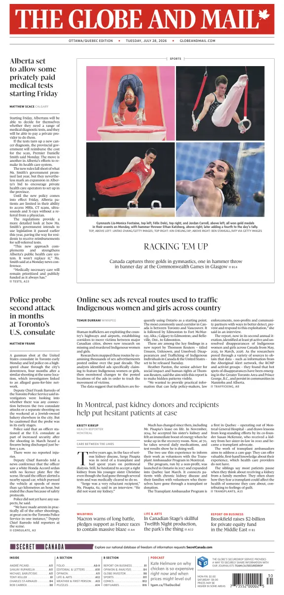 Cover of The Globe and Mail (Ottawa/Quebec Edition)