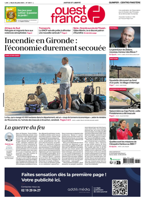 Cover of Ouest-France (Quimper Centre-Finistere)