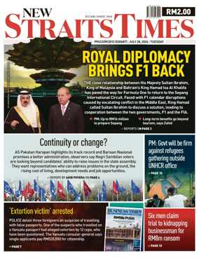 Cover of New Straits Times