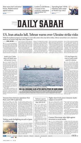 Cover of Daily Sabah (Turkey)
