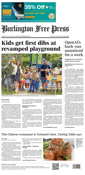 Cover of Burlington Free Press