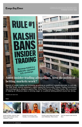 Cover of Tampa Bay Times TFP