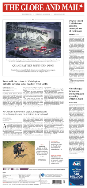 Cover of The Globe and Mail (Ontario Edition)