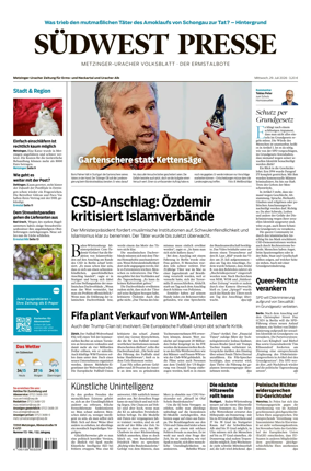 Cover of Sudwest Presse - Metzinger Uracher Volksblatt - Der Ermstalbote