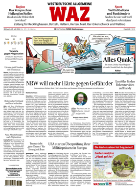 Cover of Westdeutsche Allgemeine Zeitung (Recklinghausen)