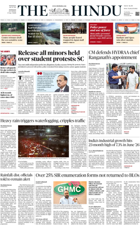 Cover of The Hindu (Hyderabad)