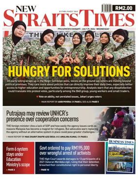 Cover of New Straits Times