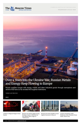 Cover of The Moscow Times - English