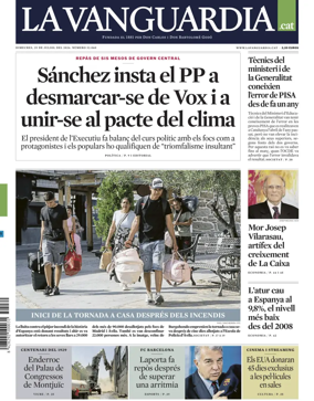 Cover of La Vanguardia (Catalonia - 1st edition)