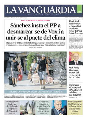 Cover of La Vanguardia (Catala)
