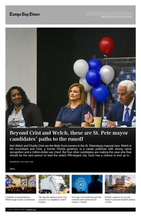 Cover of Tampa Bay Times TFP