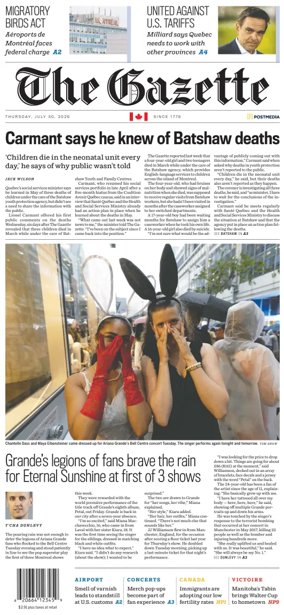 Cover of Montreal Gazette