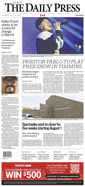 Cover of The Daily Press (Timmins)