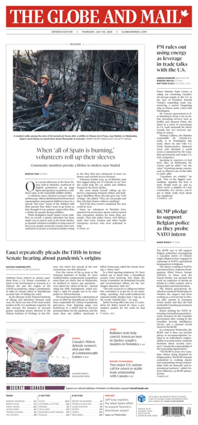 Cover of The Globe and Mail (Ontario Edition)