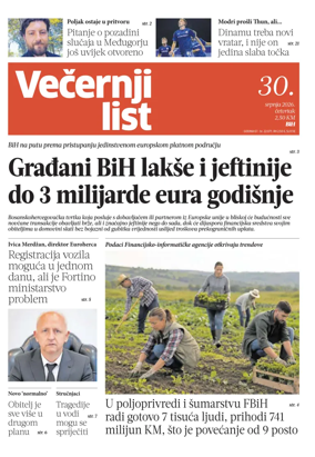 Cover of Vecernji list BiH