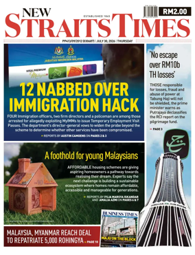 Cover of New Straits Times