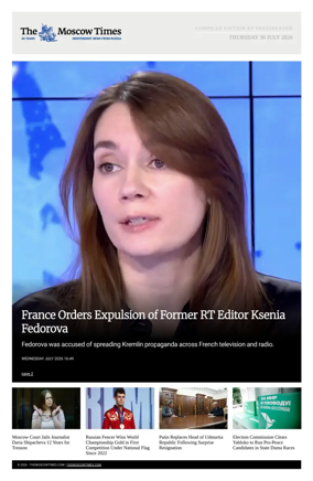 Cover of The Moscow Times - English