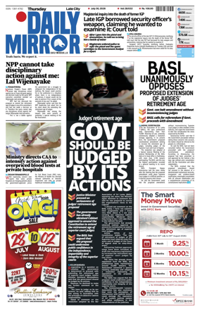 Cover of Daily Mirror (Sri Lanka)