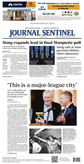 Cover of Milwaukee Journal Sentinel