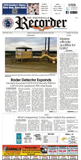 Cover of Porterville Recorder