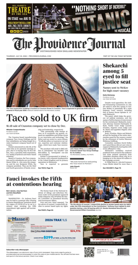 Cover of The Providence Journal