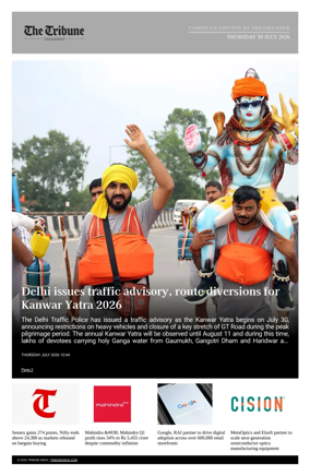Cover of Tribune India - Compiled Edition