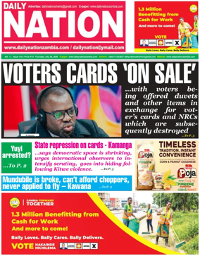 Cover of Daily Nation Newspaper