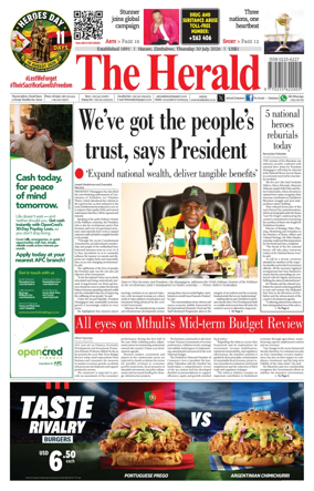 Cover of The Herald (Zimbabwe)