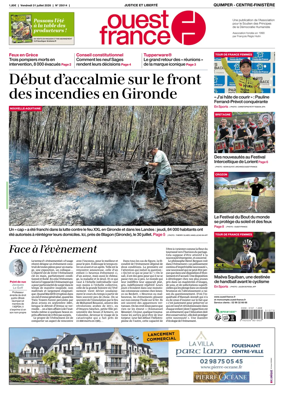 Cover of Ouest-France (Quimper Centre-Finistere)