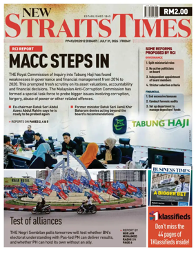Cover of New Straits Times