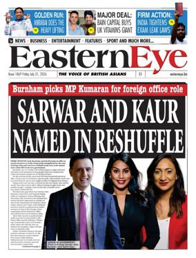Cover of Eastern Eye (UK)