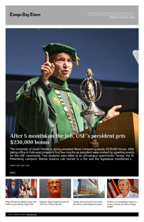 Cover of Tampa Bay Times TFP