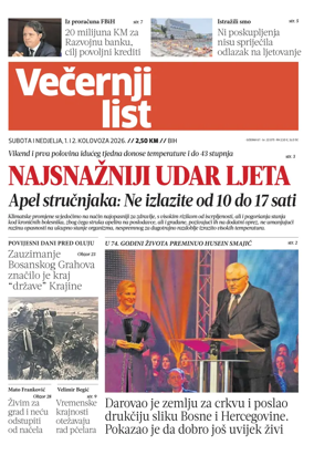 Cover of Vecernji list BiH