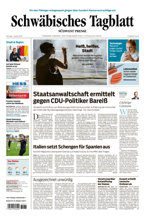 Cover of Schwabisches Tagblatt - Tubinger Chronik