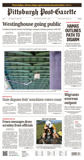 Cover of Pittsburgh Post-Gazette