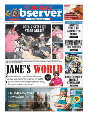 Cover of Sunday Observer (Eswatini)