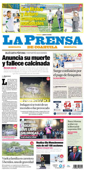 Cover of La Prensa de Coahuila